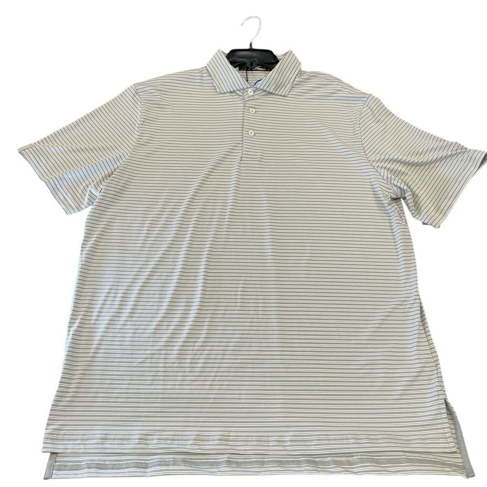 Ralph Lauren RLX Men's grey with white stripes classic fit performance polo szXL
